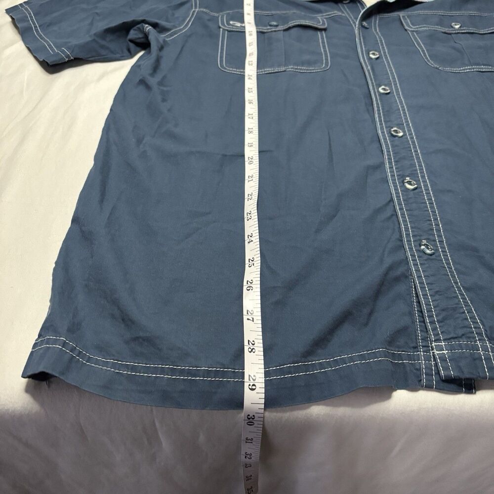 GameGuard Outdoors Blue Short Sleeve Button Down Shirt Men’s Large Cotton - Picture 4 of 5